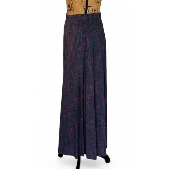 Vintage 90s Lands’ End Cotton Paisley A-Line Maxi Skirt Pockets Women's S/M - Picture 3 of 9